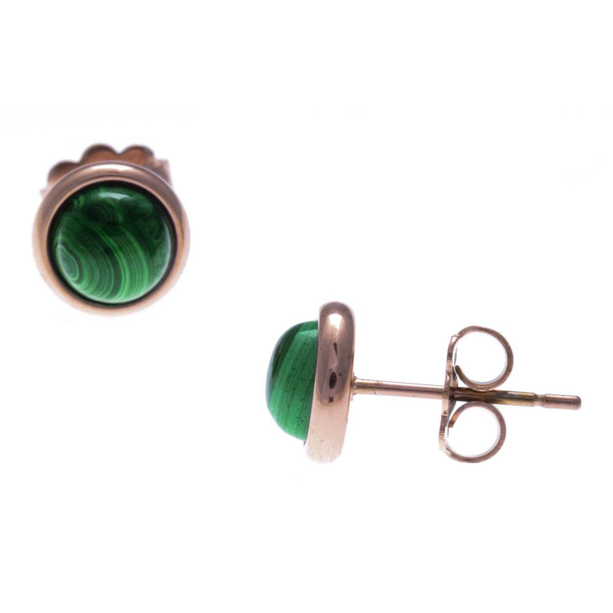 Boucles d'Oreilles Cabochon Malachite