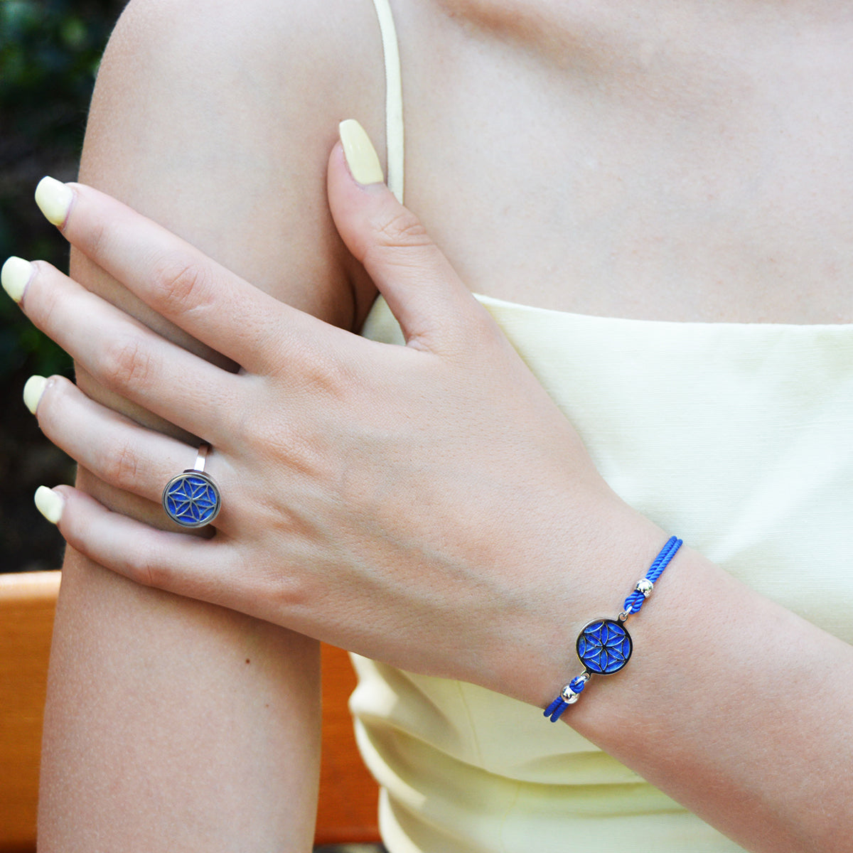 Bracelet Coton Fleur de Vie Lapis Lazuli